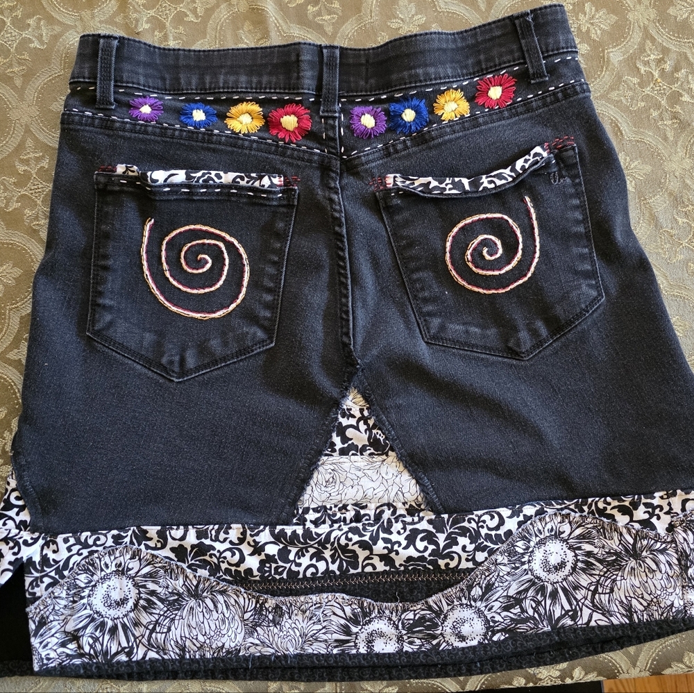 Upcycled Molly Made It  Black Jeans Skirt For Any Age - Picture 5 of 16